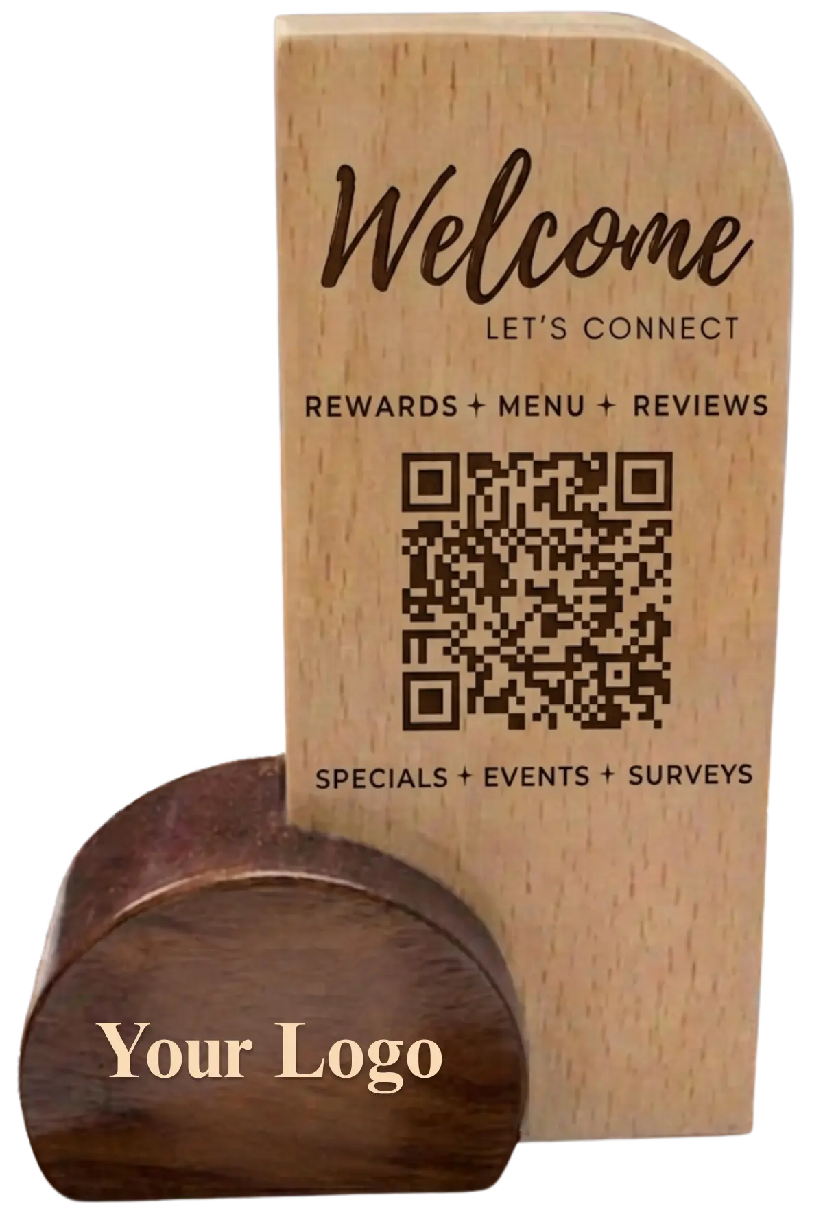Wooden QR table stand