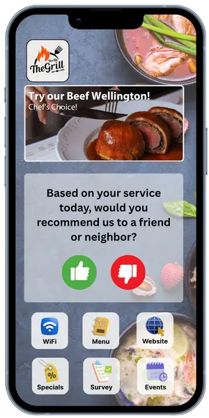 Interactive restaurant demo on a mobile phone